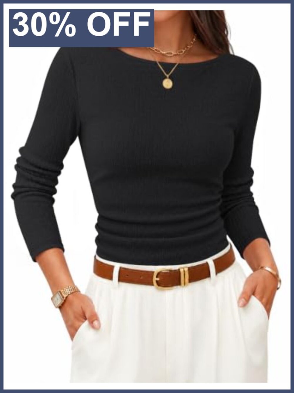 Women's Boat Neck Long Sleeve Ruched Slim Fit Blouse Going Out Work Top